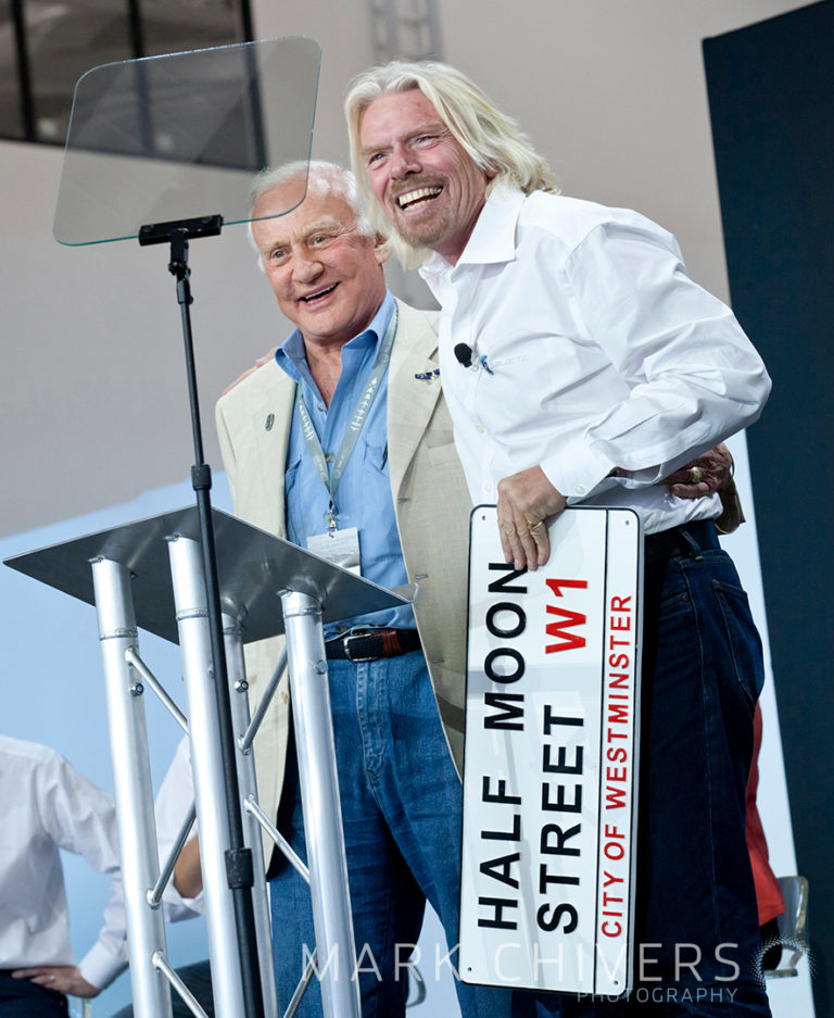 Richard Branson & Buzz Aldrin at the Spaceport America opening, New Mexico.