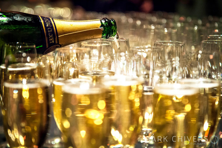 Champagne photographed at a charity ball event