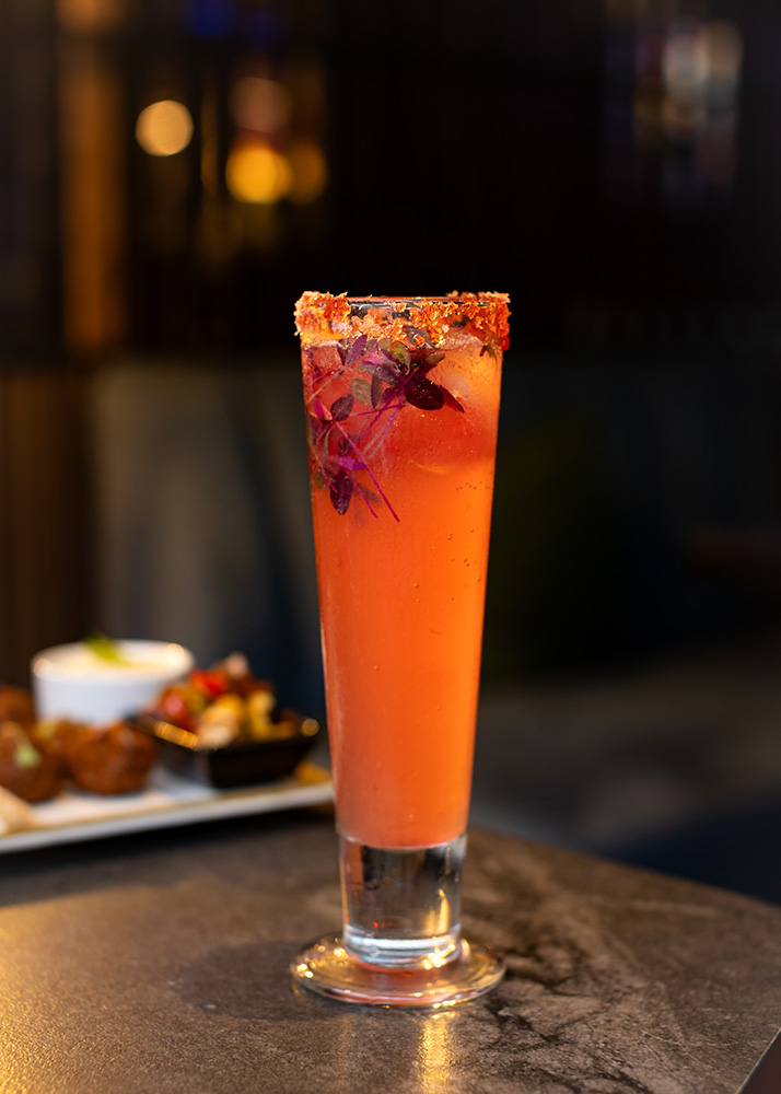 Pink Cocktail With Rose Gold Leaf Rim